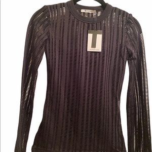 T by Alexander Wang Perforated Long Sleeve Top